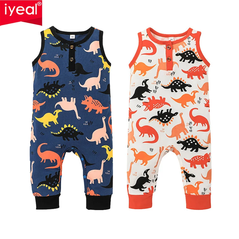 

IYEAL Summer Infant Dinosaur Pattern Romper Outfit Baby Cute Cartoon Sleeveless Summer Jumpsuit Infant Clothes