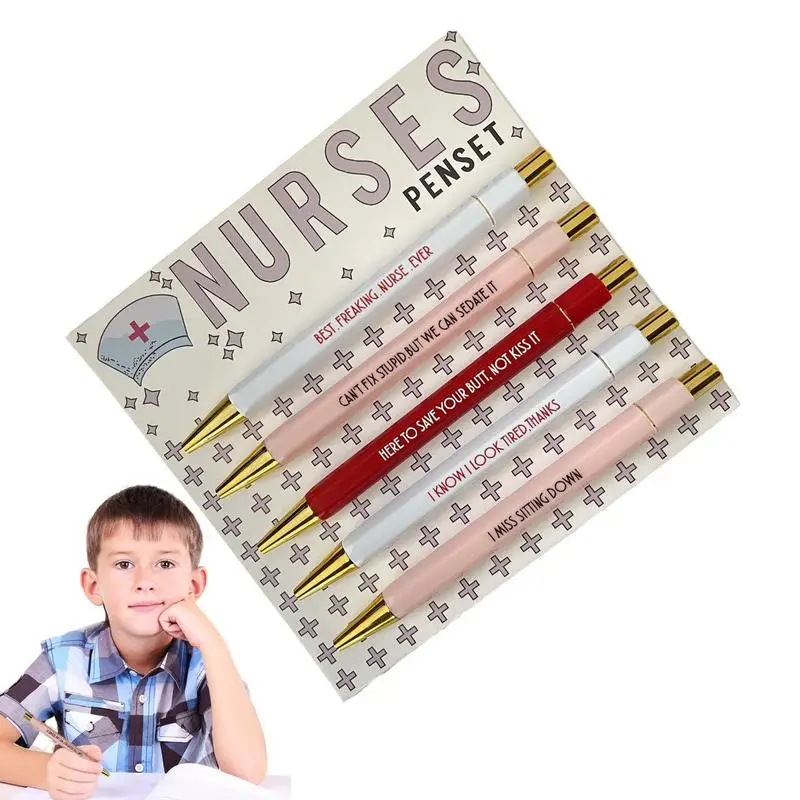 

Cute Ballpoint Pens For Women 5PCS Cartoon Nurse Pen Set With Black Ink Novelty Pen Gifts For Children Reward Memos Cute Pen Set