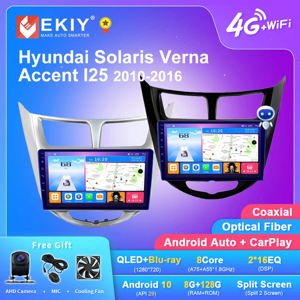 

EKIY T7 Android Auto Radio For Hyundai Solaris Verna Accent I25 2010-2016 Car Multimedia Video Player 2din Carplay GPS Navi DVD