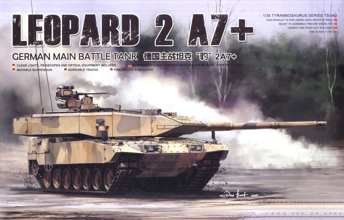 Фото Meng TS-042, масштаб 1:35, немецкий основной боевой танк Leopard 2A7+, пластиковый сборный конструктор. №2