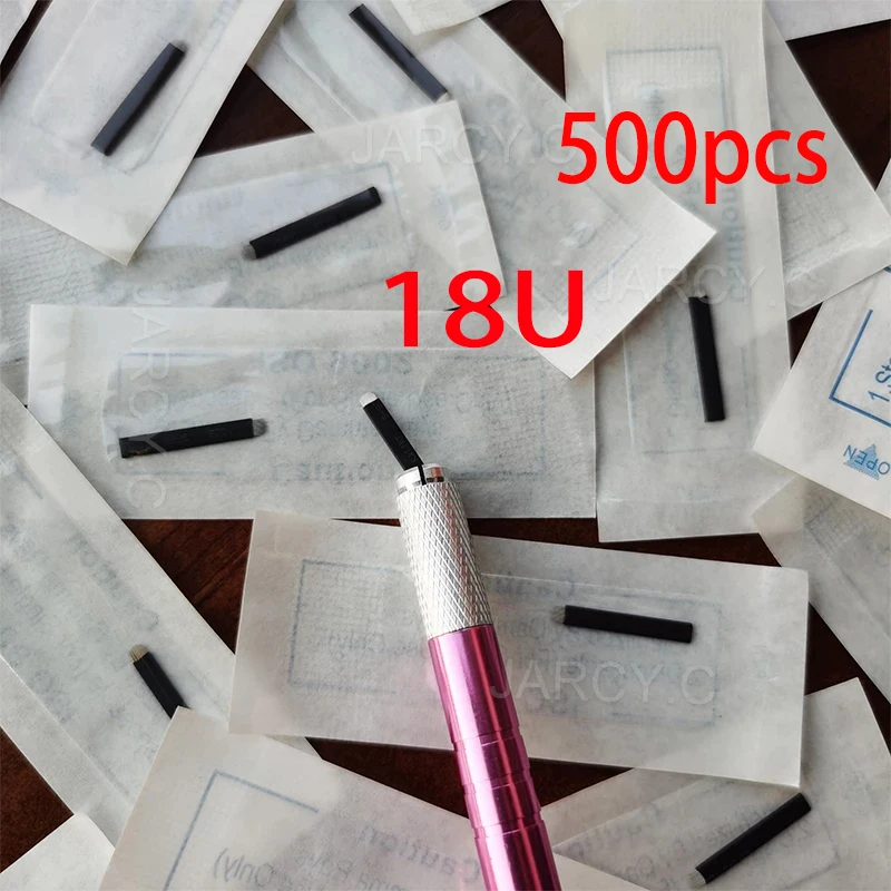 

500pcs Microblading Needle 0.16mm /0.18mm Permanent Makeup Eyebrow Tattoo Needle 18U/ 16U/ 14Flex for Permanent Eyebrow Pen