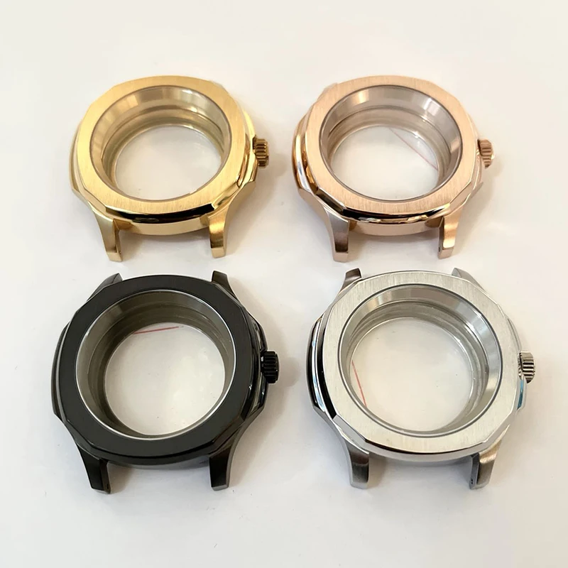 PVD Watch Parts 43mm Case for NH35 NH36 Movement Replacement Watch Accessories for Nautilus Sapphire Crystal Clear Back Case