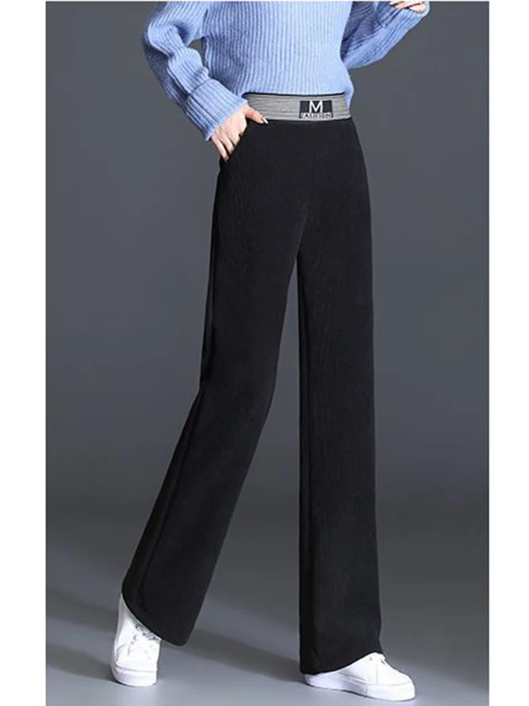 Zoki зимние винтажные женские плотные вельветовые брюки Свободные корейские буквы