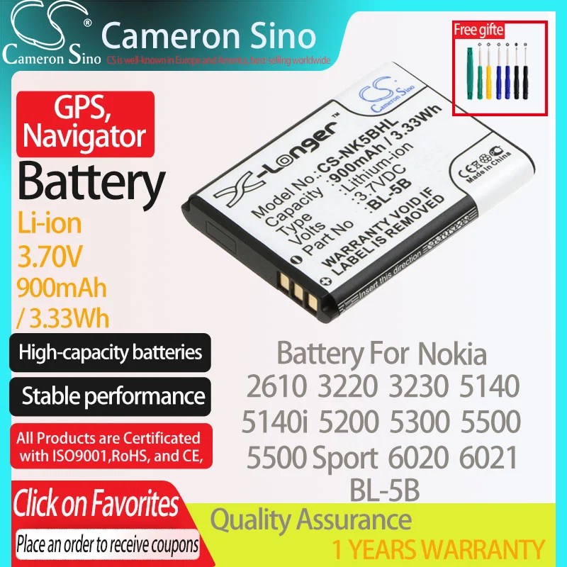 CameronSino Battery for Nokia 2610 3220 3230 5140 5140i 5200