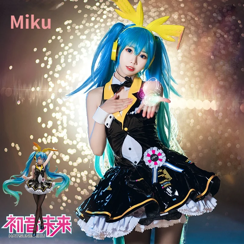 

Anime Miku Cosplay Bunny Girl Dress Uniform Outfit Anime Cosplay Costume VOCALOID Future Cos Dress Miku Rabbit Girl Cosply Dress