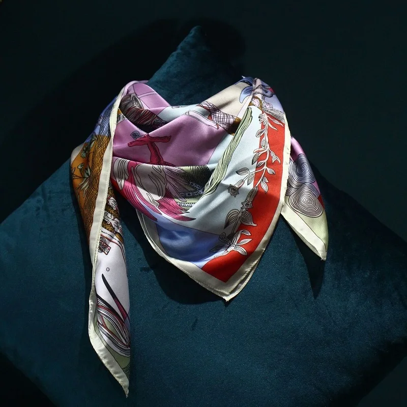 Лидер продаж квадратные шелковые шарфы 90*90 см Женская шаль Женский шифоновый