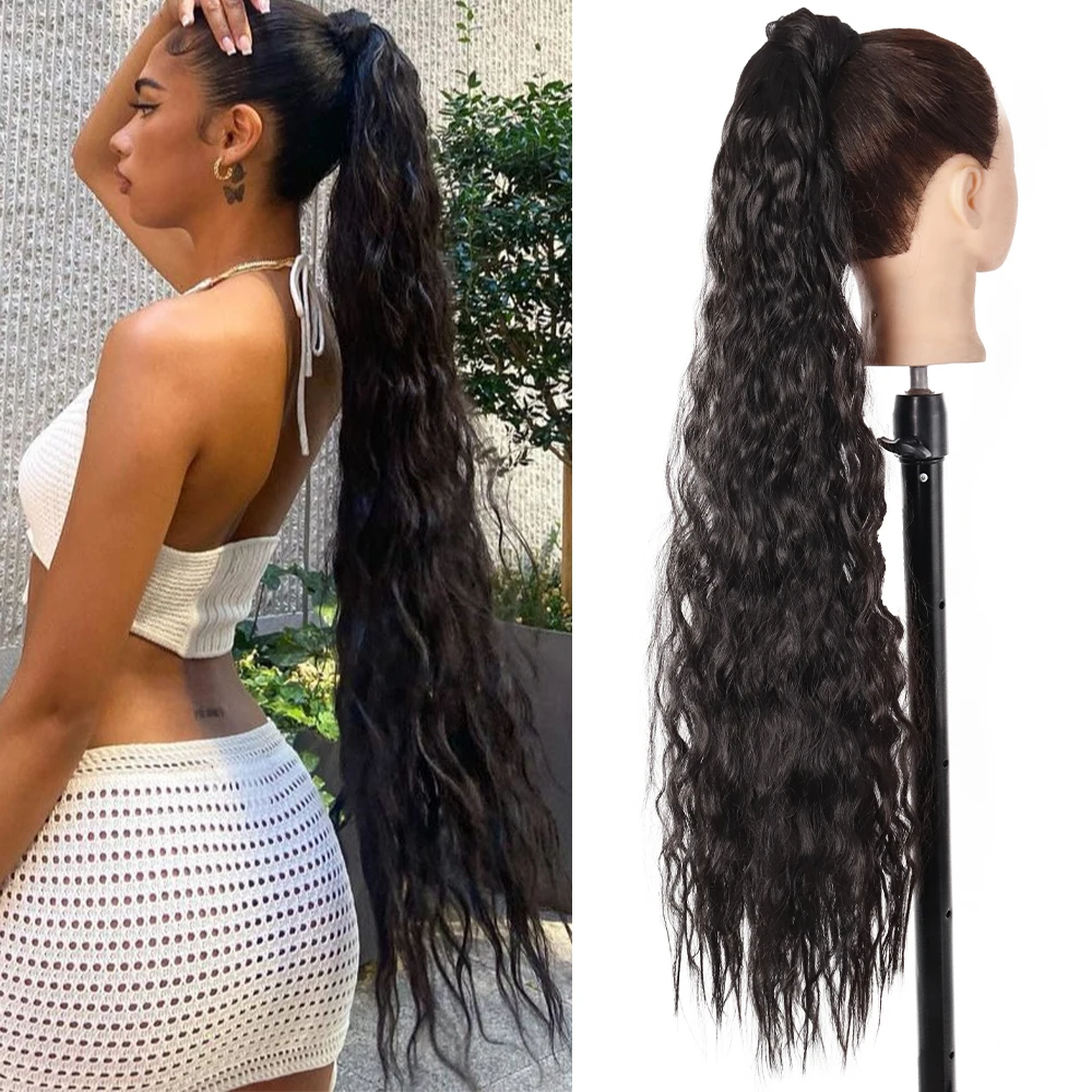 55 85 см синтетический длинный кудрявый конский хвост накидка на искусственные волосы заколка в коричневой блонд хвост наращивание волос