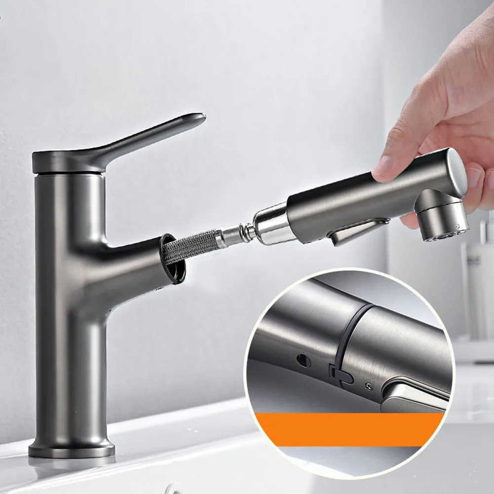 

Basin Pull-Out Hot And Cold Faucet Bathroom Multi-Function Telescopic Faucet Deck Mounted Tap Single Handle Sink Mixer