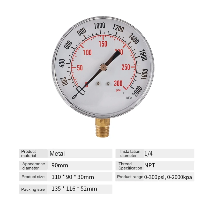 

Upgraded Fuel Pressure Gauge Replacement Pressure Gauge with 1/4-Inch NPT Thread Vacuum Pressure Gauge for Air Oil Water