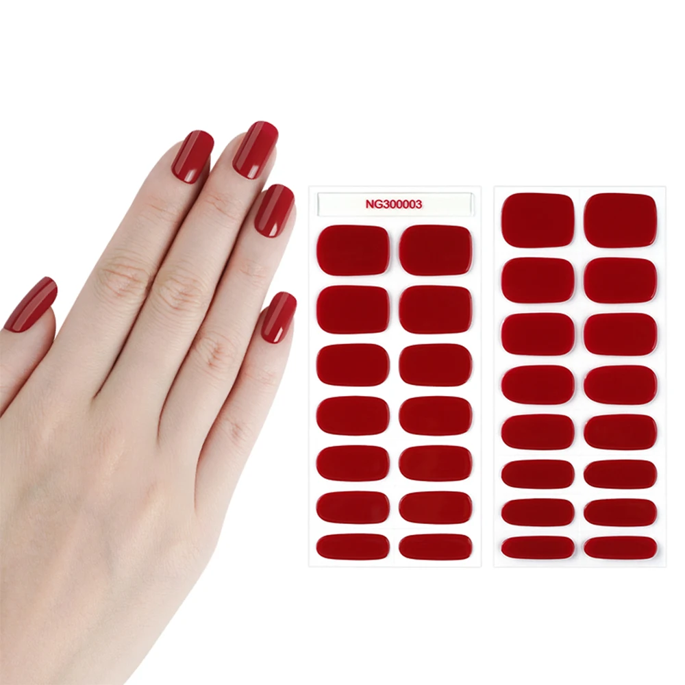 

Semi Cured Gel Nail Strips UV Gel Nail Stickers 30 Pieces Nail Polish Strips Works with UV Nail Lamp(Red)