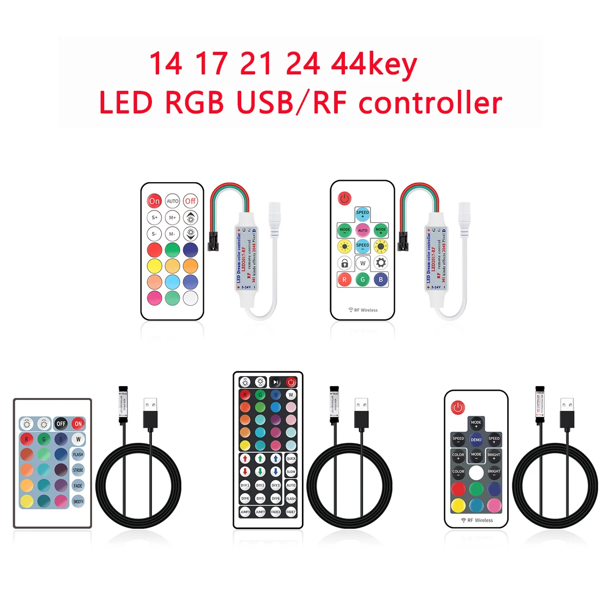 14 17 21 24 44 клавиши контроллер световой ленты RGB RGBW RGBWW USB беспроводной