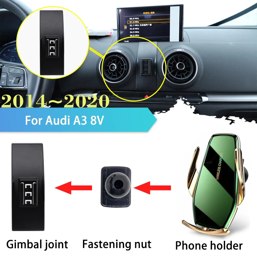 

30W Car Phone Holder for Audi A3 8V 2014~2020 GPS Air Vent Clip Stand Support Wireless Fast Charging Tray Accessories 2015 2016