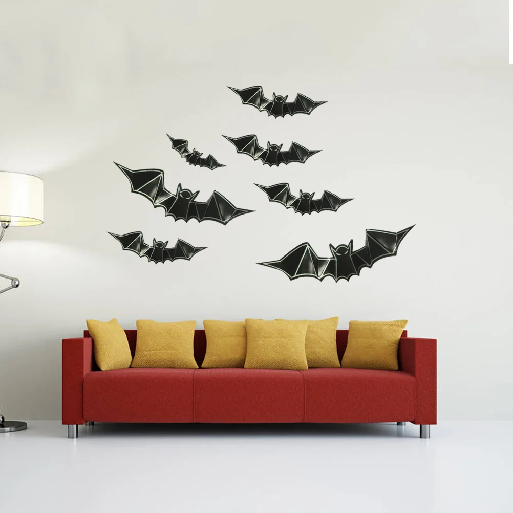 

8 Bat Wall Decals Window Luminous Bat Wallpaper for Party Decoration Home