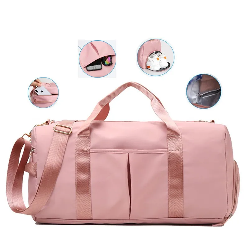 Large Female Travel Bag Travel Pocket Fashion Cross body Sports Travel Bag Shoe Compartment Clothing Storage Bag Shoulder Bag