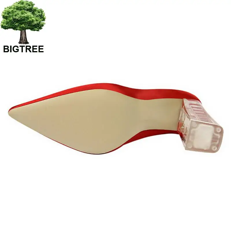 Туфли Bigtree женские с прозрачными кристаллами шелковые туфли-лодочки на высоком