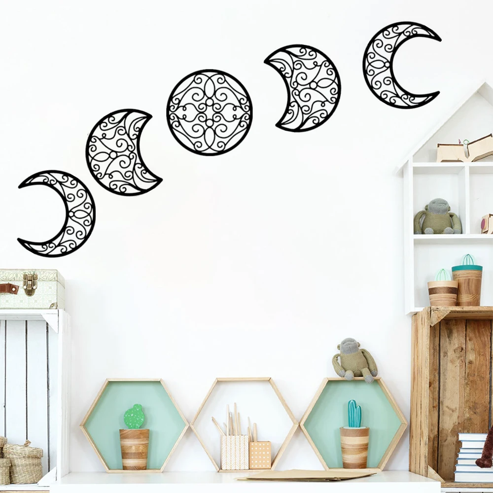 3D Nordic Stil Kreative Mond Phase Wand Hängen Wand Aufkleber Kit Starken Klebstoff Einfach Hängen Holz Ornamente DIY Handwerk Schlafzimmer