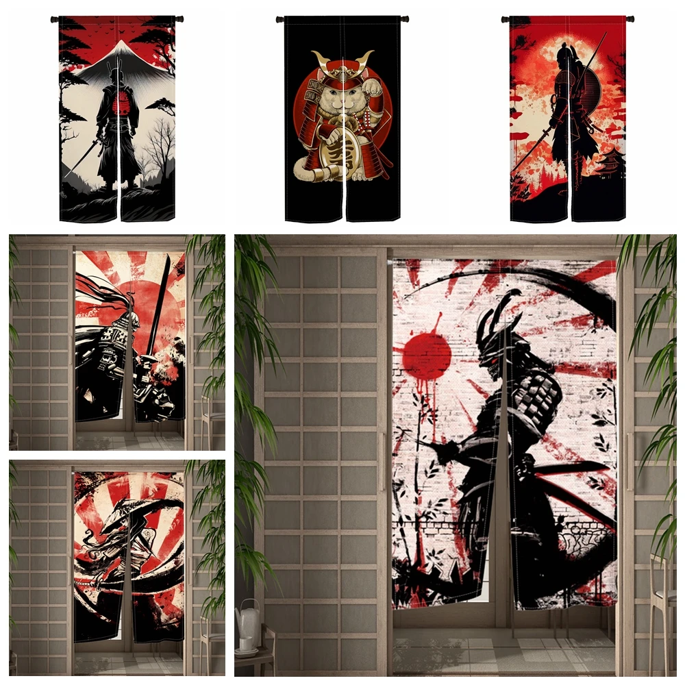 

Japanese Shrine Samurai Armor Curtain Dining Kitchen Door Curtain Partition Curtain Drape Entrance Decor Hanging Half-Curtains