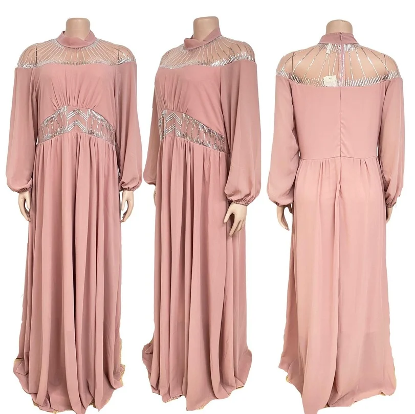 

African Maxi Dresses For Women 2022 New Evening Party Long Dress Africa Clothing Elegant Kaftan Muslim Fashion Chiffon Dress