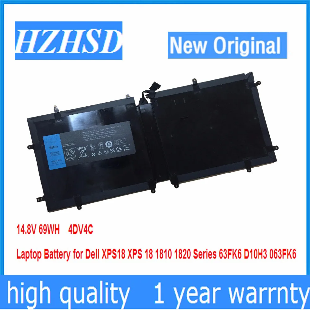 14.8V 69WH New original 4DV4C Laptop Battery for Dell XPS18 XPS 18 1810 1820 Series 63FK6 D10H3 063FK6