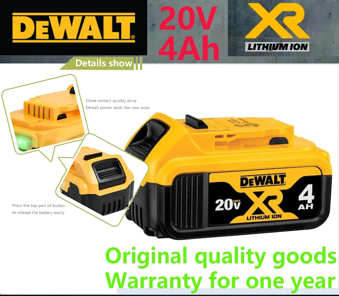 

4.0Ah 18V Replacement For Dewalt 20V MAX Power Tools DCB180 DCB185 DCB184 DCB200 DCB203 DCB181 Rechargeable Lithium-ion Battery