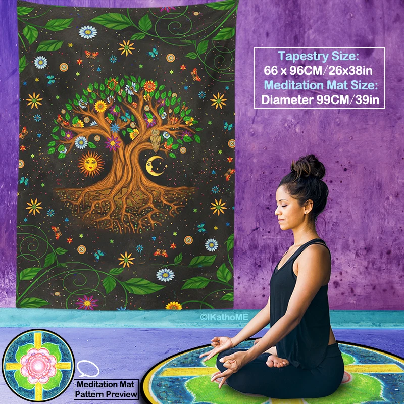 

Trippy Psychedelic Tree Of Life Yggdrasil Tapestry Wall Hanging Witchcraft Altar Cloth Reiki Meditation Carpet Buddhist Yoga Mat