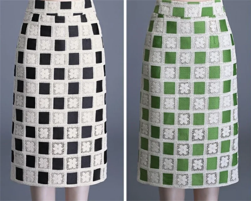 Женская длинная юбка в клетку универсальная клетчатая с высокой талией и