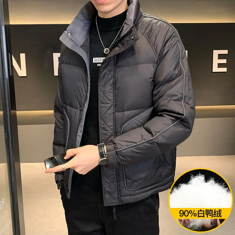 

Парка мужская зимняя однотонная с воротником-стойкой, хлопковая ветрозащитная с подкладкой, E30