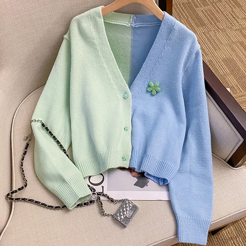 

Женский трикотажный кардиган с V-образным вырезом, с длинным рукавом