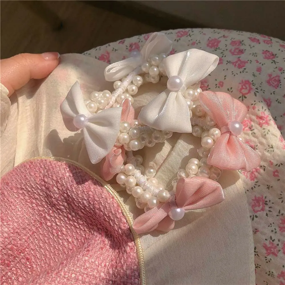 

Резинки для волос с жемчугом и бантом, резинки для волос с цветами, аксессуары для волос