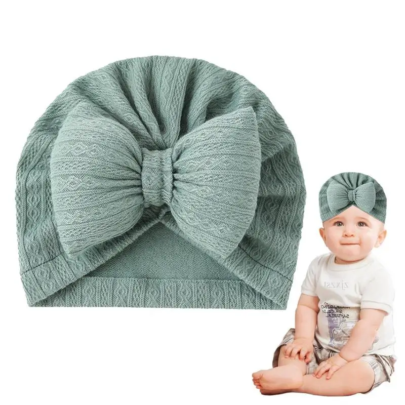 

Babies Girl Turban Bow Top Knot Turban Cotton Headwraps Soft And Stretchy Babies Beanie Hats Newborn Beanie Kids Head Wrap