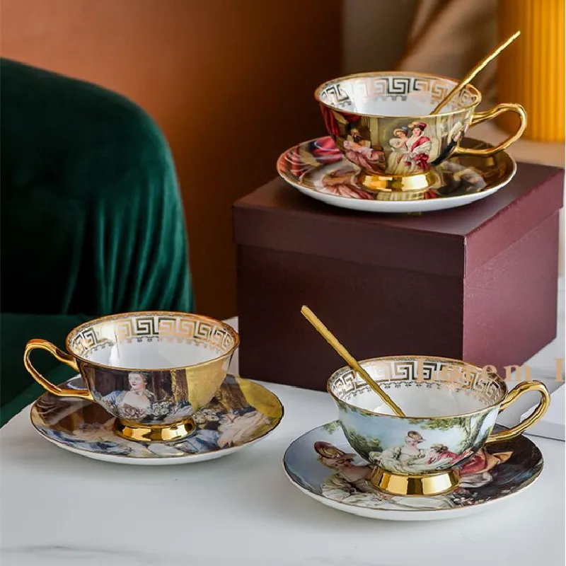 Купи Ceramic Coffee Set Cups & Saucers Tea Mugs with Gold Spoons Porcelain Gifts Box Presents Kitchen Drinking UtensilsTableware за 1,461 рублей в магазине AliExpress