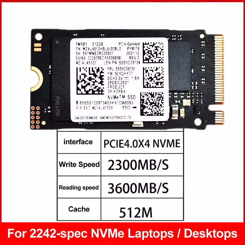 SAMSUNG PM9B1 512 ГБ 1 ТБ M.2 2242 NVMe PCIe Gen 4x4 TLC