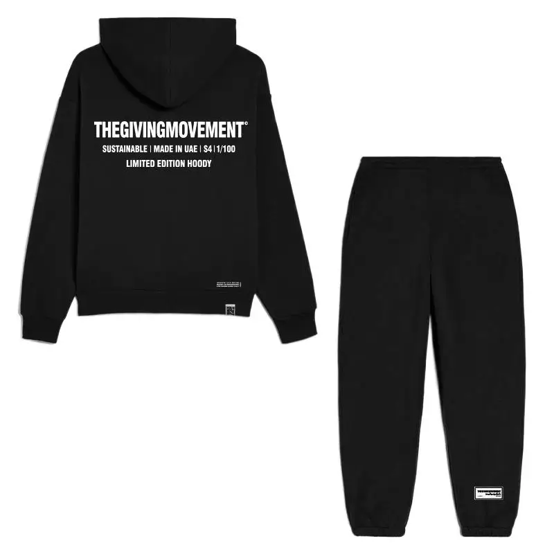 

Мужской спортивный костюм из двух предметов, толстовка с капюшоном и штаны для бега, весенние спортивные костюмы из 100% хлопка