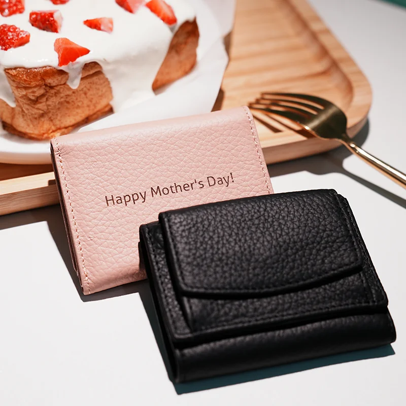 New Custom Name Genuine Leather Small Wallets Men And Women Coin Bag Card Holder Large Capacity Multifunction Portable Clutch