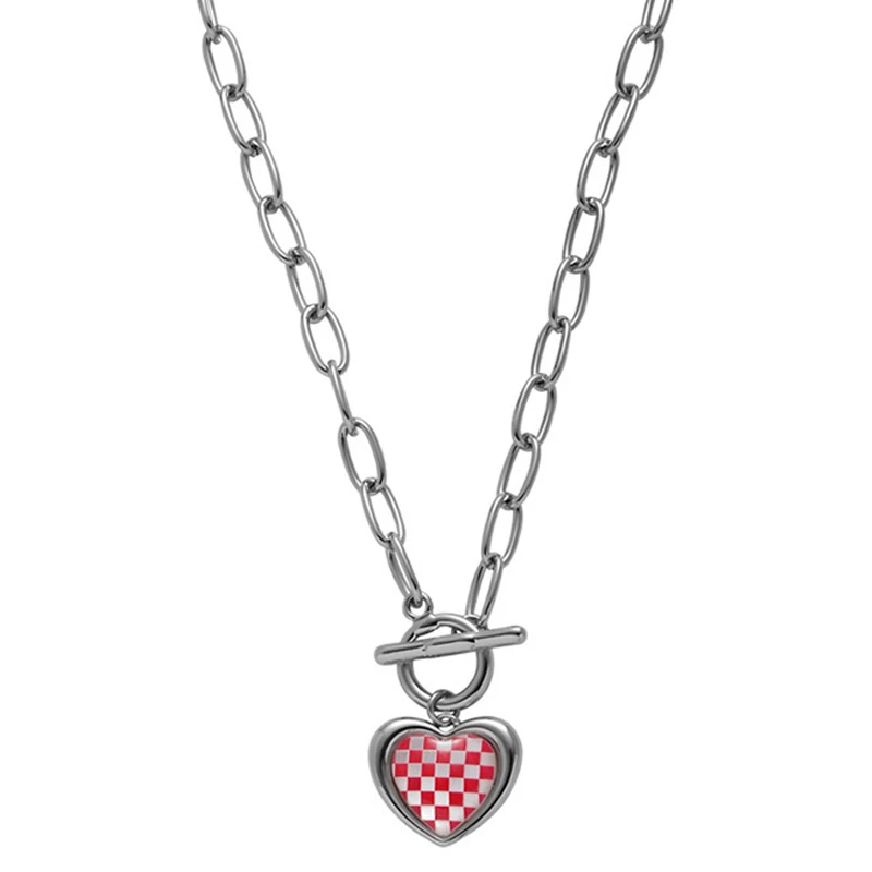 Eetit новый дизайн розовый шахматный ошейник в форме сердца статусное ожерелье из