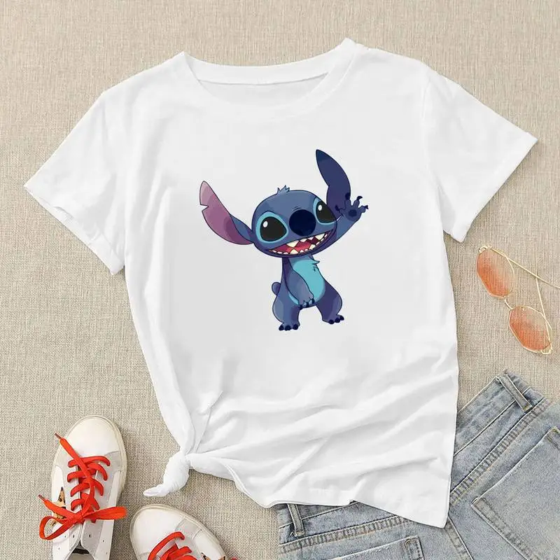 

Disney Cute Stitch Nice Cartoon Blue Dog Gift T Shirt Women Loungefly Clothes Tshirt Hipster America Fashion Vacation Edgy