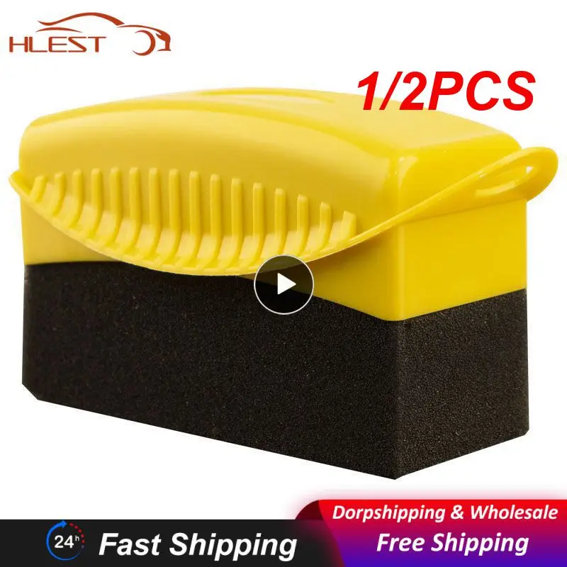 

1/2PCS Car Wheel Polishing Cleaning Sponge Tire Brush Washing Tool with Cover Auto Wheel Waxing Detail Brushes Accessories car