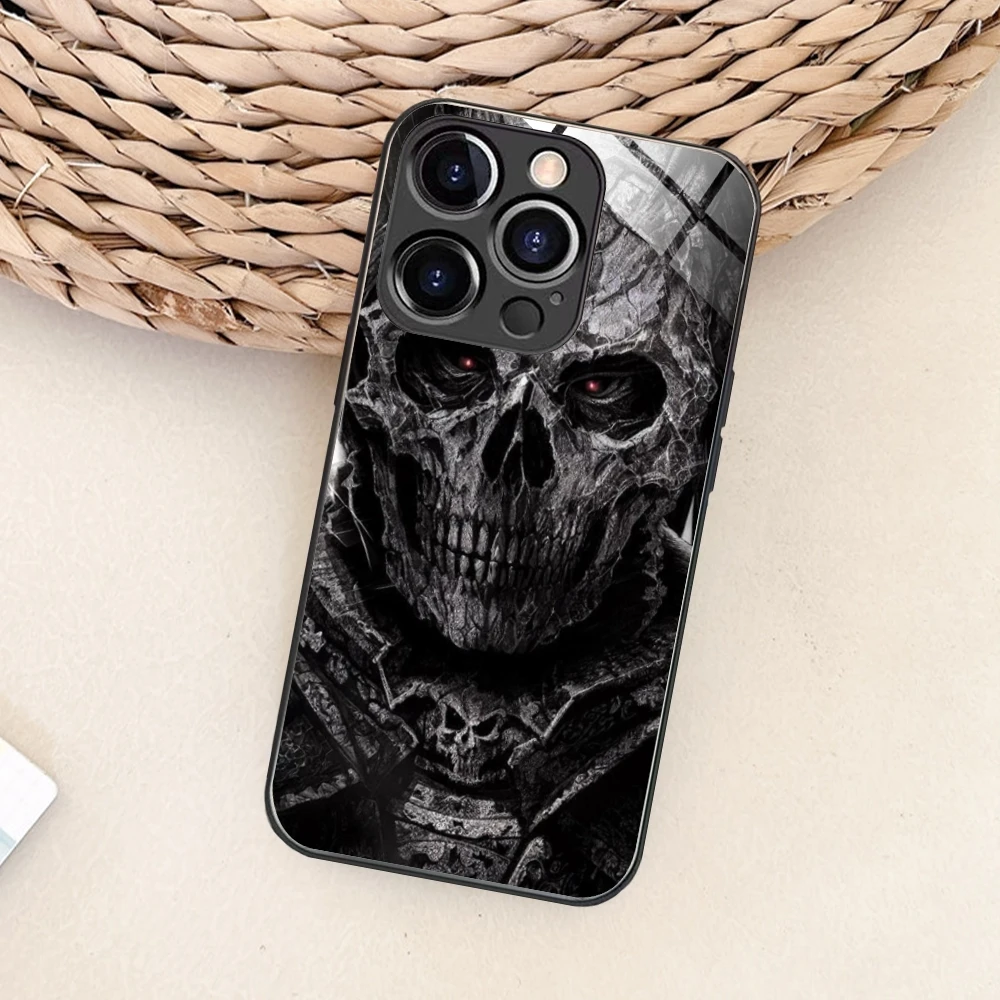 Чехол для мобильного телефона с изображением черепа воина рыцаря iPhone 15 14 13 12 11 X XR