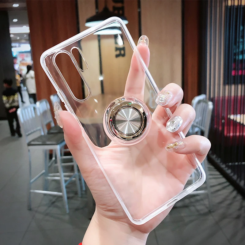 Transparent Silicone Magnetic Case For Huawei P30 P20 Pro Lite P30Pro P30Lite P20Pro P40Pro Soft Cover With Ring Holder Stand on