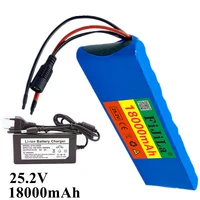 24v 18000mah 6s2p 18650 lithium battery pack 25 2v 18000mah with bms for electric bicycle moped 2a batteries charger