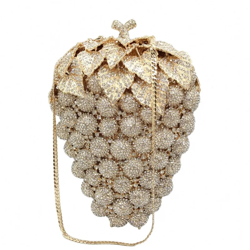Champange Clutch Bag Luxury Diamond Crystal Evening Bags Party Bridal Handbags Gold Women Clutch Purse Rhinestone Bags Female