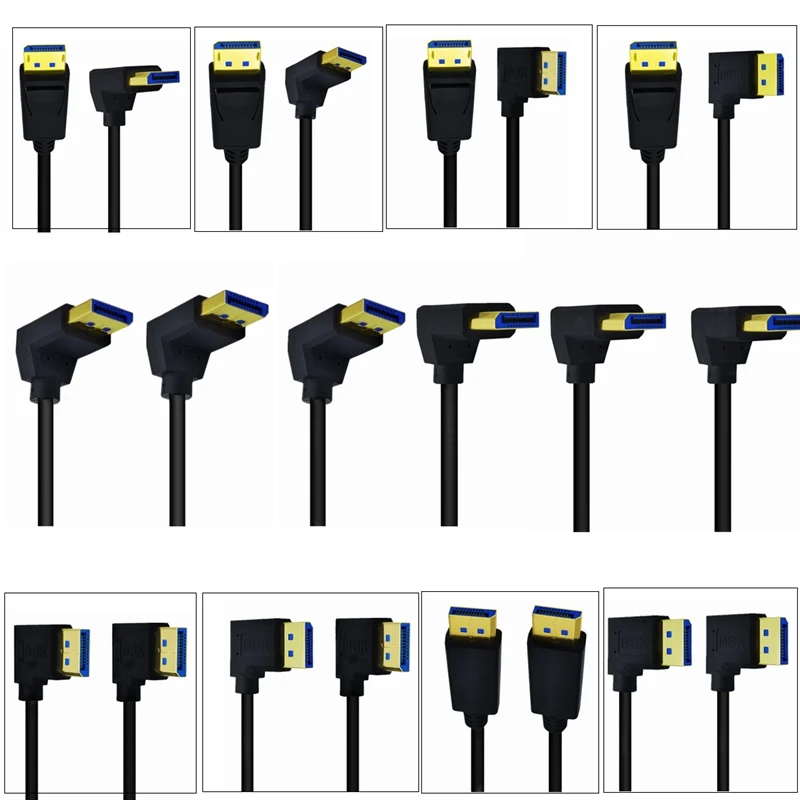 Угловой кабель DisplayPort 90 градусов 1 4 В 32 Гбит/с 8K 4K HDR 165 Гц адаптер для видео ПК