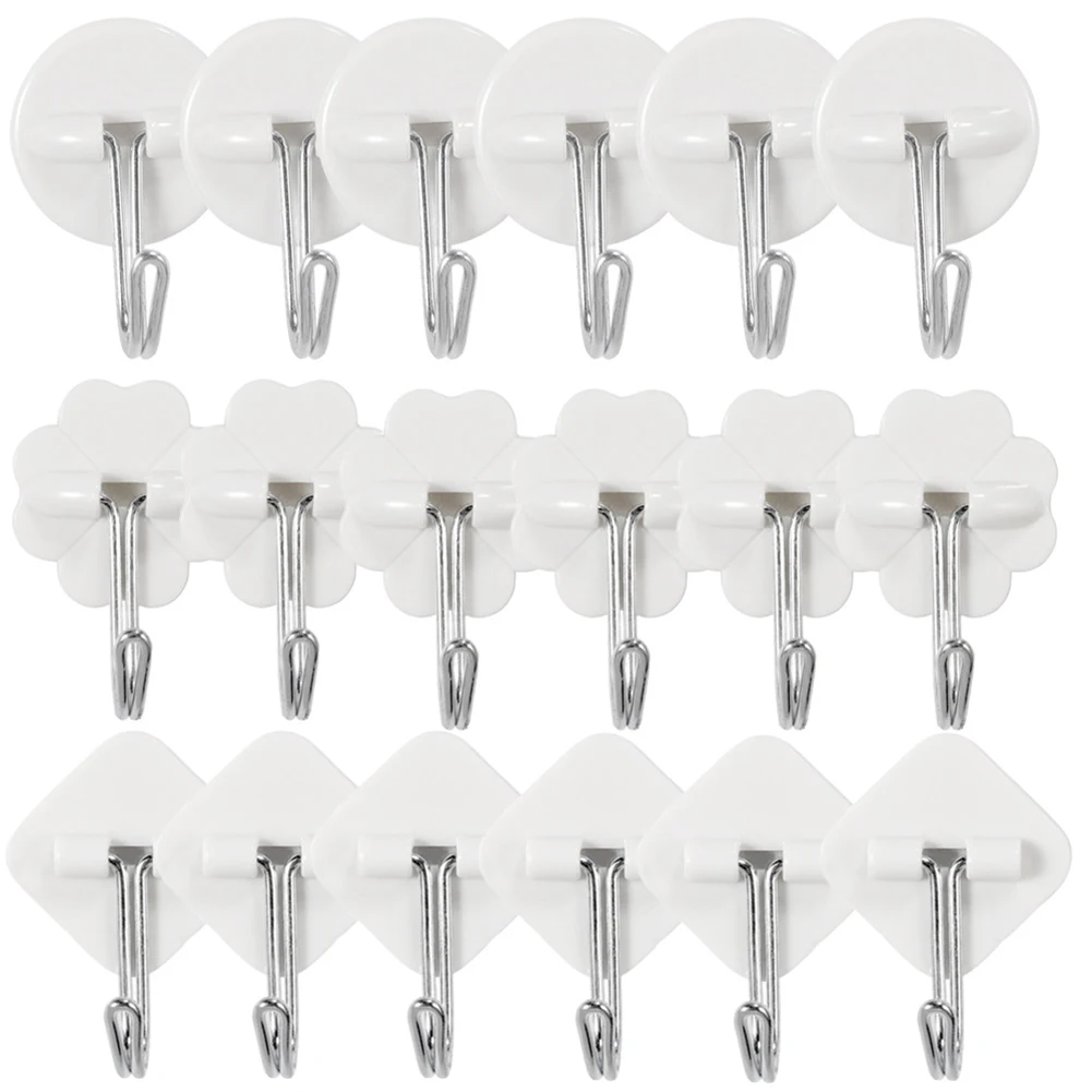 

6PCs Strong Adhesive Wall Sticky Hooks 180 Degree Rotating Stick On Hooks For Bathroom Kitchen Key Holder Hanging Shelf 3 Types