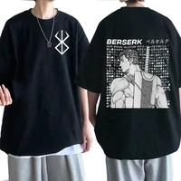 japanese anime berserk guts double sided print t shirt men cool manga graphic t shirt streetwear t shirts hip hop tees oversized