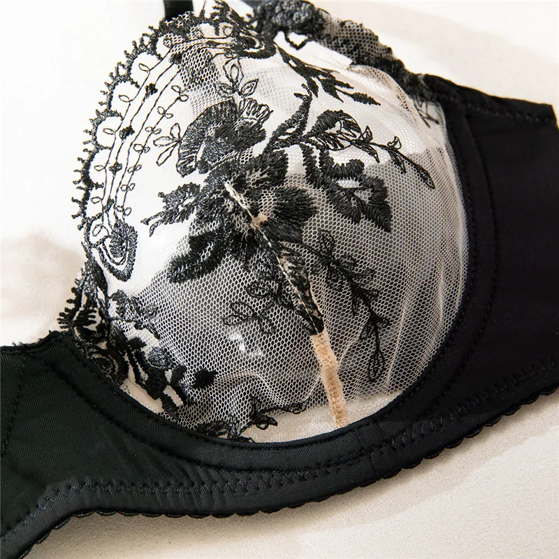 Сексуальный бюстгальтер короткий комплект с косточками и вышивкой Цветочная