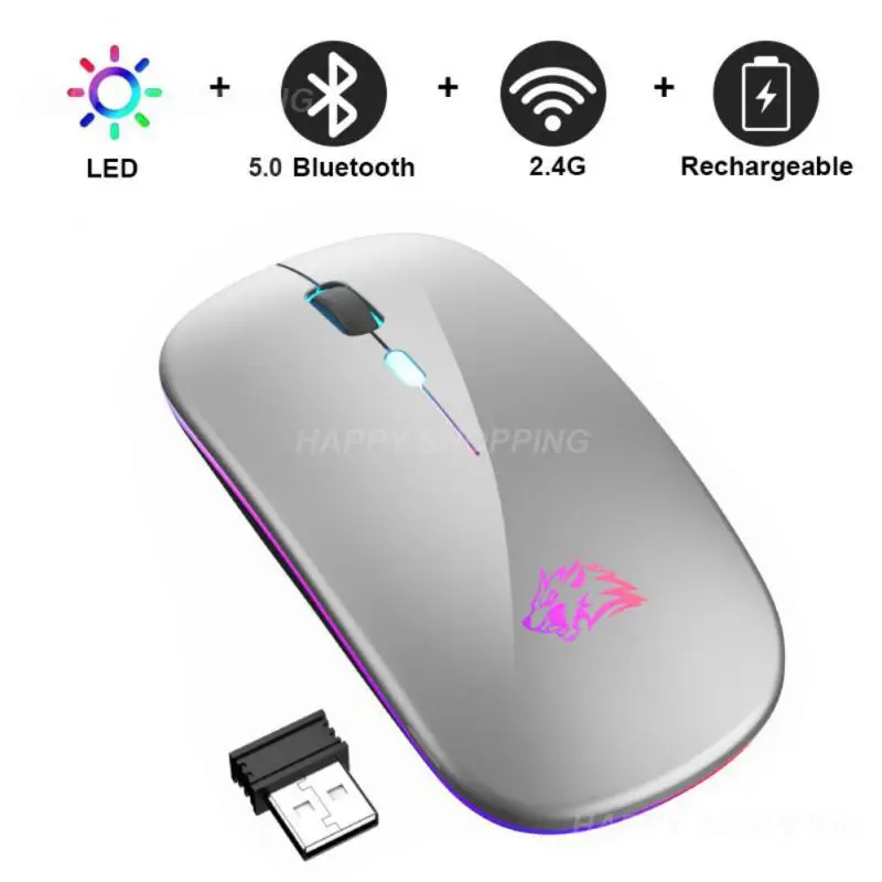 

Wireless Mouse RGB Rechargeable Wireless Computer 2.4Ghz Silent Mause LED Backlit Ergonomic Gaming Mouse for Laptop PC