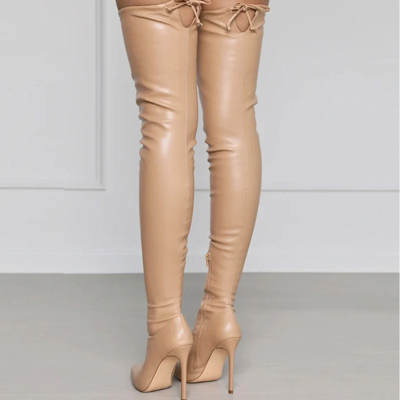 2023 Black Thigh High Boots Women Shoes Sexy High Heels Side Zip Women's Over-the-knee Boots Pointed Toe Knee High Boots