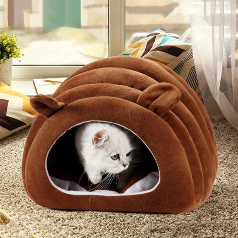 

New Semi-closed Pets Cat nest Caterpillar Cave Sleeping Bag New Pet Warm PP House Cushion Detachable Washable Nest Bed with Mat