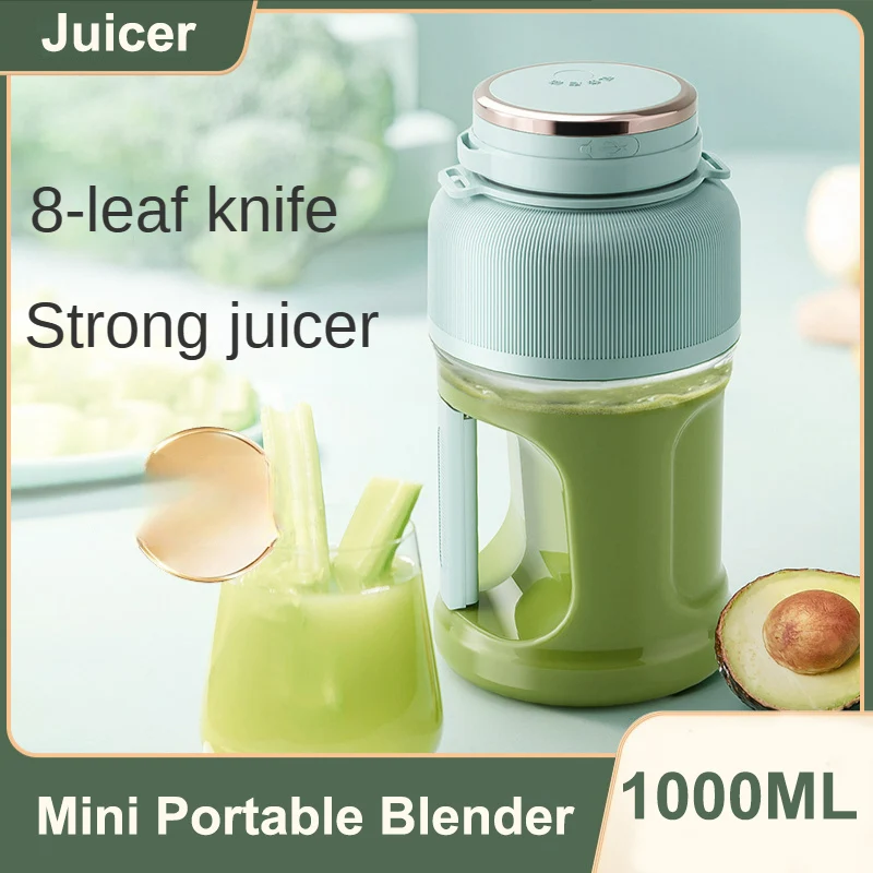 

1000ML Portable Blender Bottle Rechargeable Personal Fresh Fruit Juice Blender Smoothie Mixers Electric Blender 8 Blades Juicers