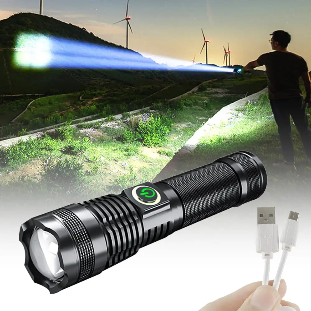

Rechargeable 1000000 Lumens Xhp70 Most Powerful LED Flashlight USB Zoom Torch
